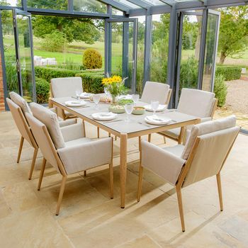 Burford Garden Ceramic Top 6 Seater 180cm Almond Dining Set
