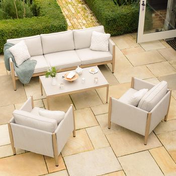 Burford Garden Ceramic Top 3 Seater Coffee Table Almond Sofa Set