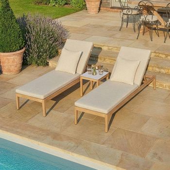 Burford Almond Garden Sun Lounger Set with Powder Coated Aluminium Frame