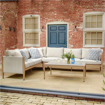 Burford Almond Large Corner Sofa Set with Ceramic Top Coffee Table