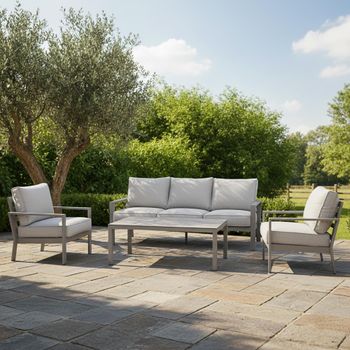 Montreal Garden Ceramic Top Cool Linen 3 Seater Coffee Table Sofa Set
