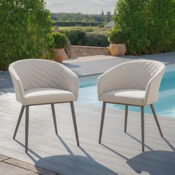 2 x Ambition Latte Garden Fabric Dining Chairs
