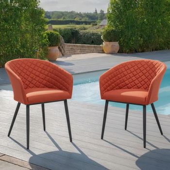 2 x Ambition Terracotta Garden Fabric Dining Chairs