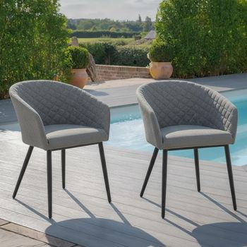 2 x Ambition Garden Fabric Dining Chairs Zinc Grey