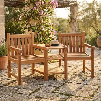 Ambleside Outdoor Teak Companion Bench 2 Seater 165cm Brown