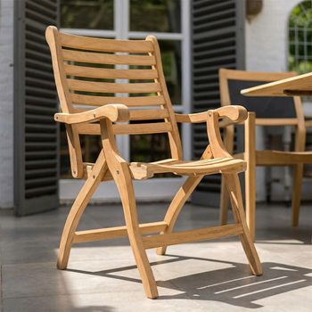 2 x Roble Wood Folding Garden Dining Armchair