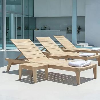 Roble Brown Wood Garden Adjustable Sunbed