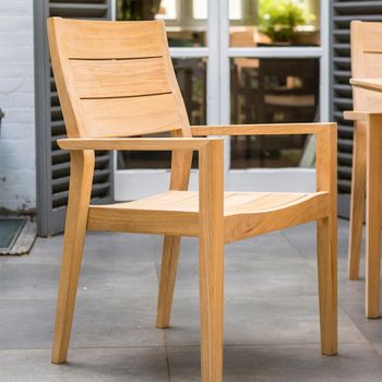 2 x Roble Wood Stacking Garden Dining Armchair