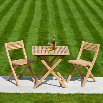 Roble Brown Wood 2 Seater Folding Square Garden Tea Set