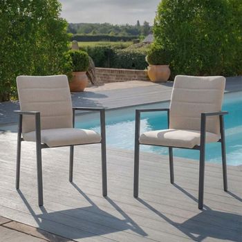 2 x Ibiza Garden Dining Oatmeal Fabric Armchair