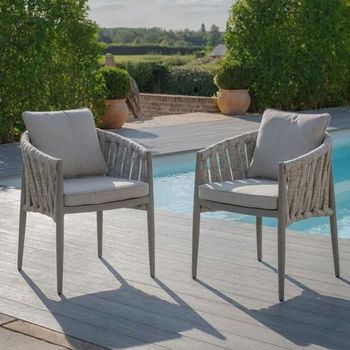 2 x Milan Garden Dining Cool Linen Armchair