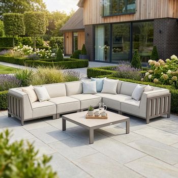 Ibiza Latte Medium Corner Garden Sofa Set with Ceramic Top Coffee Table