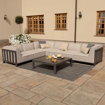 Ibiza Oatmeal Medium Corner Garden Sofa Set with Ceramic Top Coffee Table