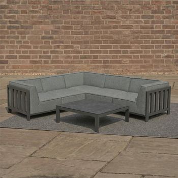 Ibiza Zinc Grey Small Corner Garden Sofa Set with Ceramic Top Coffee Table