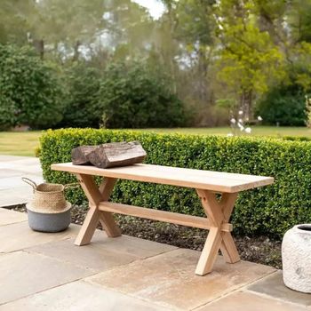 Plank Dining Bench Garden Teak Wood Brown