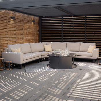 Ethos Oatmeal Garden Grande Corner Set Fire Pit Table