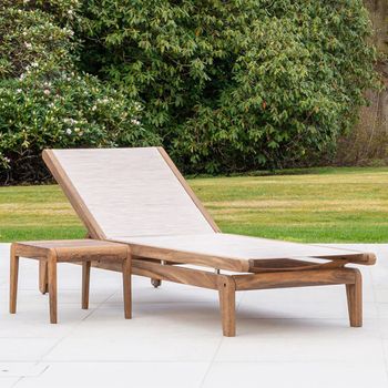 Bolney Brown Acacia Wood Garden Adjustable Sling Sunbed