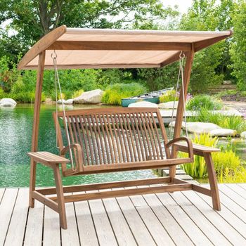 Bolney Brown Acacia Wood Garden Swing Seat