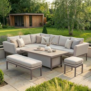 Pulse Corner Garden Latte Ceramic Top Rising Table Dining Set