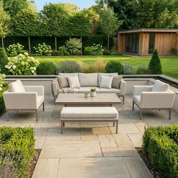 Pulse Garden Latte Ceramic Top 3 Seater Rising Table Sofa Set