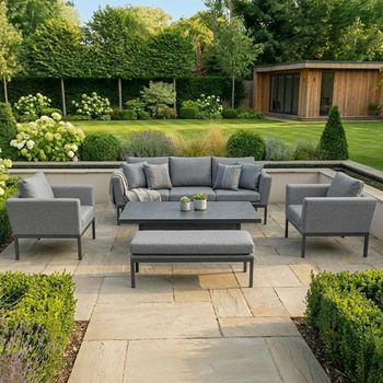 Pulse Garden Zinc Grey Ceramic Top 3 Seater Rising Table Sofa Set