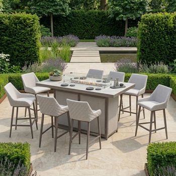 Regal Garden Fire Pit Latte 8 Seater Bar Set