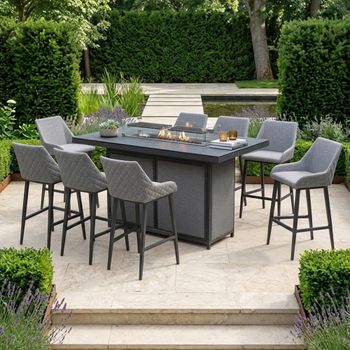 Regal Garden Fire Pit Zinc Grey 8 Seater Bar Set