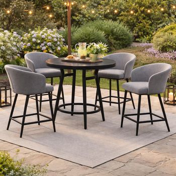 Zen Garden Zinc Grey 4 Seater Bar Set