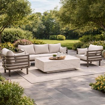 Metro Garden Sintered Stone Top 3 Seater Coffee Table Cafe Sofa Set