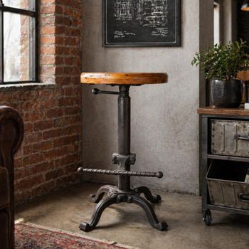 Round Stool Industrial Style Metal Brown