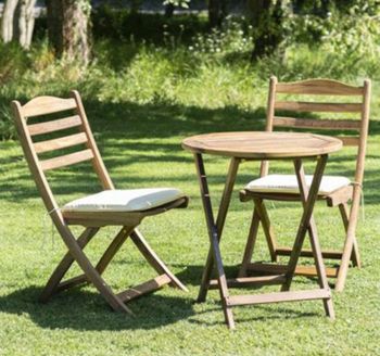 Albany Brown Acacia Wood 2 Seater Folding Round Garden Tea Set