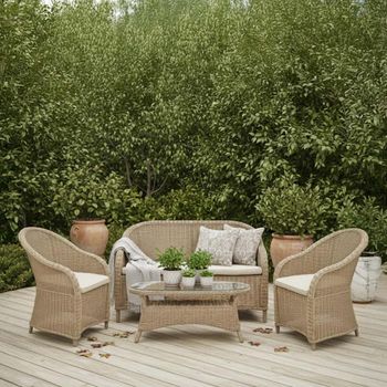 Brayford Natural Rattan Outdoor Bench Set