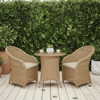 Brayford Natural Rattan Outdoor Bistro Set
