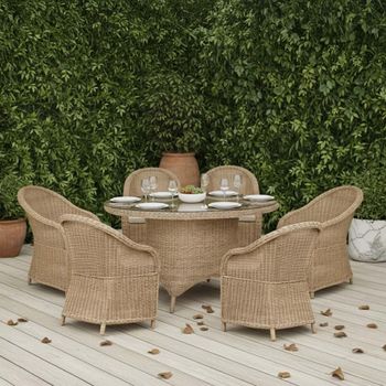 Brayford Natural Rattan Large Round Outdoor Dining Set