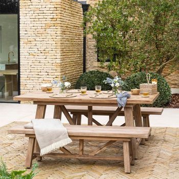 Chilford Brown Solid Wood Small Outdoor Table and Bench Set