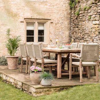 Chilford Solid Wood Large Outdoor Dining Table and Chair Set