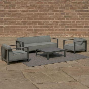 Ibiza Garden Zinc Grey Ceramic Top 3 Seater Coffee Table Sofa Set