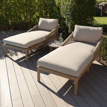 Martinique Garden Double Sunlounger Set Light Brown Rope Weave
