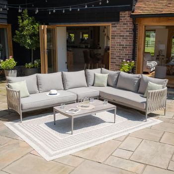 Milan Cool Linen Large Corner Garden Sofa Set