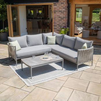 Milan Cool Linen Small Corner Garden Sofa Set