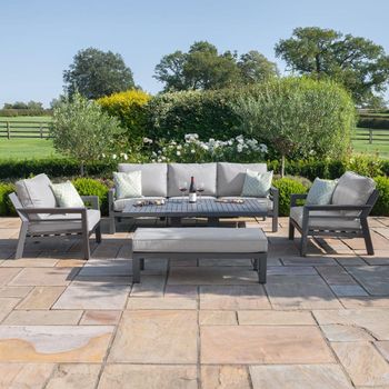New York Garden Dove Grey 3 Seater Rising Table Sofa Set