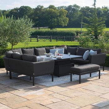 Pulse U Shape Corner Garden Dining Charcoal Rising Table Sofa Set with Bench