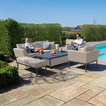 Pulse Garden Oatmeal Aluminium 3 Seater Sofa Set