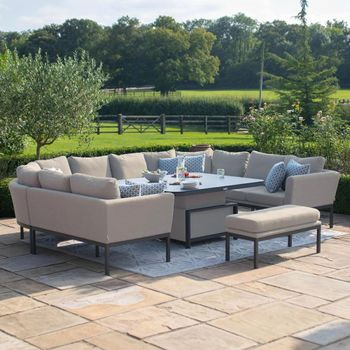 Pulse U Shape Corner Garden Dining Oatmeal Rising Table Sofa Set with Bench