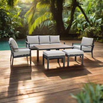 Vancouver Garden Dove Grey 3 Seater Rising Table Sofa Set