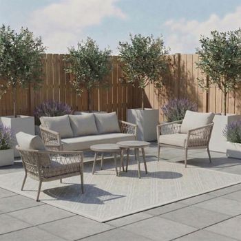 Monaco Garden Ceramic Top Cool Linen 3 Seater Coffee Table Sofa Set