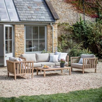 Porthallow Natural Acacia Wood Outdoor 3 Seater Sofa Set