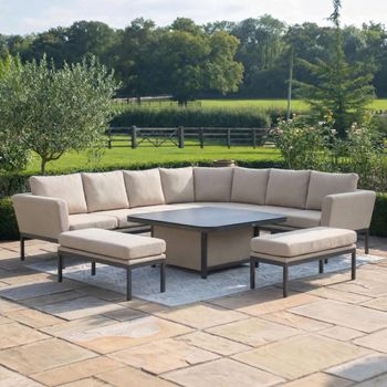 Pulse Deluxe Corner Garden Oatmeal Square Rising Table Dining Set