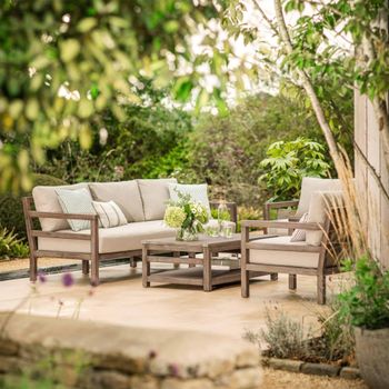 Sandridge Natural Acacia Wood Outdoor 3 Seater Sofa Set