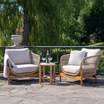 Terracina Beige Rope Round Garden 2 Seater Bistro Set
